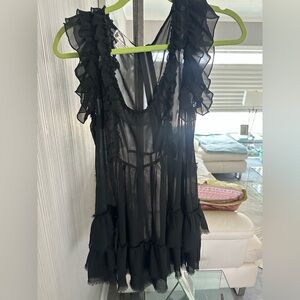 Black Sheer Ruffle Top